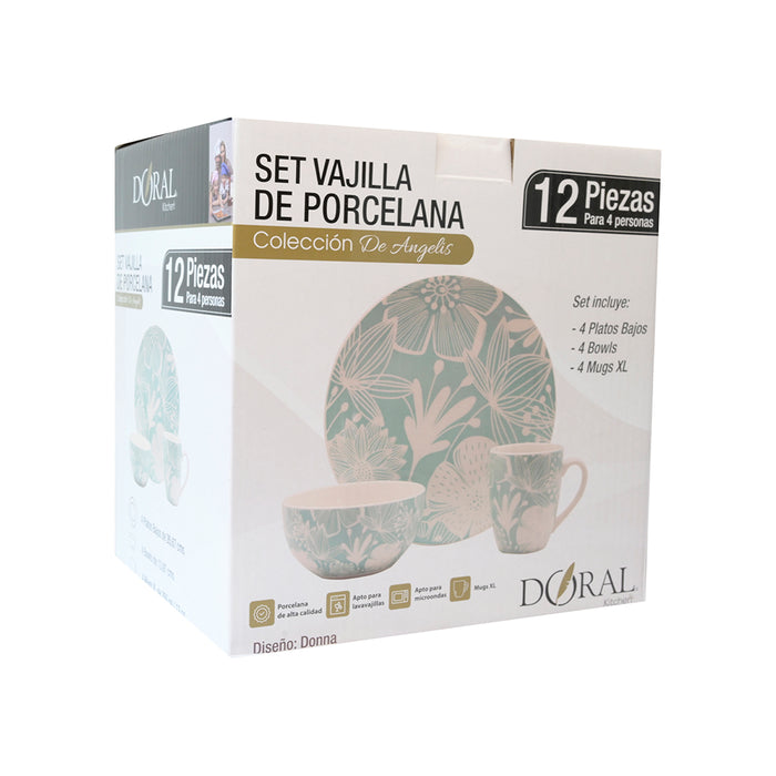 Vajilla Porcelana 12 Piezas Colección De Angelis  - COMPRA MÍNIMA 2 UNIDADES