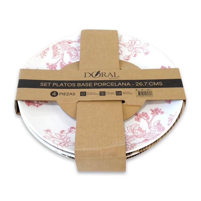 Set 4 Platos Base Porcelana 26.7 cm - Doral Kitchen - COMPRA MÍNIMA 6 UNIDADES