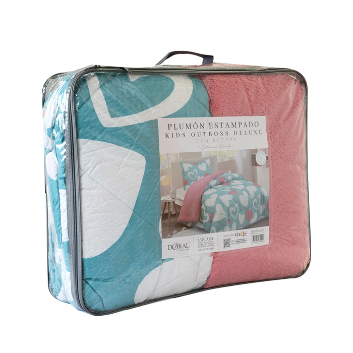 Plumón Estampado Kids Outboss Deluxe con Sherpa Colección Nebula - COMPRA MÍNIMA 6 UNIDADES