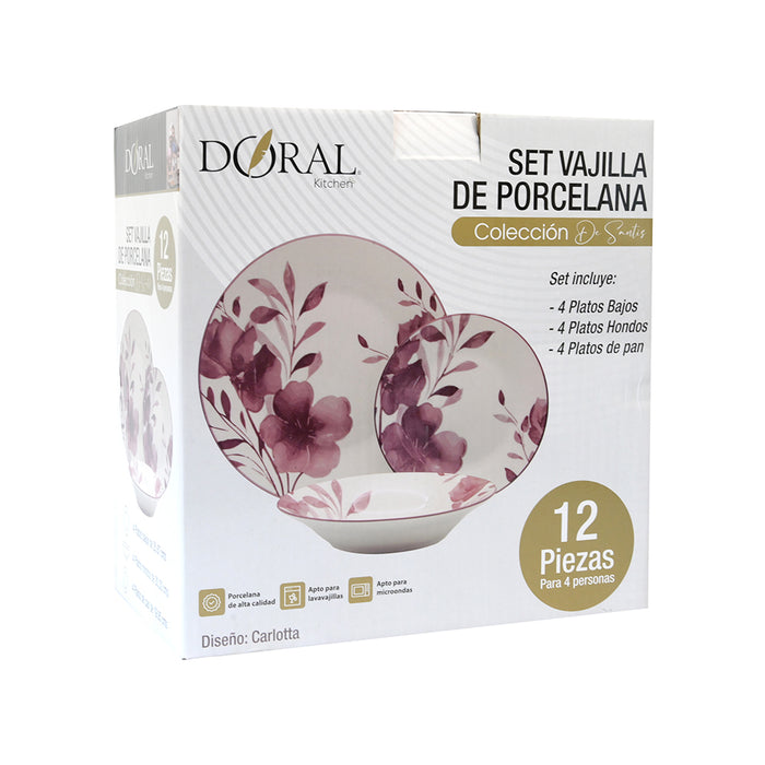 Vajilla Porcelana 12 Piezas Colección De Santis - COMPRA MÍNIMA 2 UNIDADES