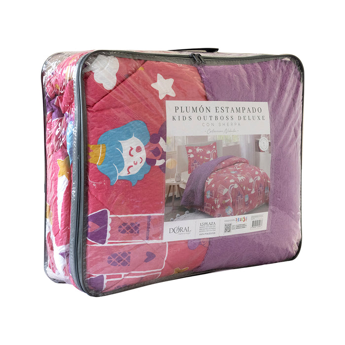 Plumón Estampado Kids Outboss Deluxe con Sherpa Colección Nebula - COMPRA MÍNIMA 6 UNIDADES