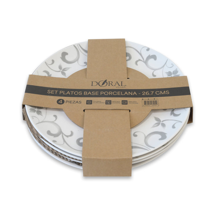 Set 4 Platos Base Porcelana 26.7 cm - Doral Kitchen - COMPRA MÍNIMA 6 UNIDADES