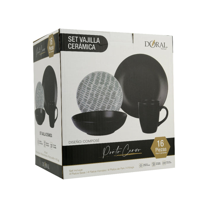 Vajilla Cerámica 16 Piezas Colección Porto Cervo