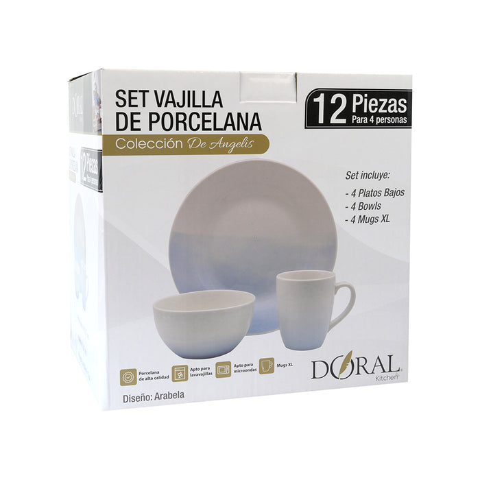 Vajilla Porcelana 12 Piezas Colección De Angelis  - COMPRA MÍNIMA 2 UNIDADES