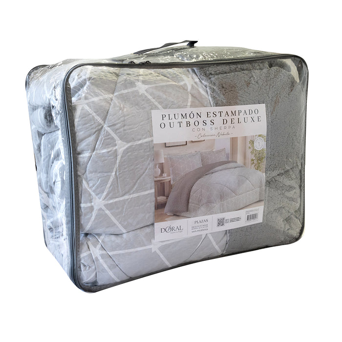 Plumón Estampado Outboss Deluxe con Sherpa Colección Nebula  - COMPRA MÍNIMA 6 UNIDADES en 1.5 Y 2.0 PLAZAS - COMPRA MÍNIMA 5 UNIDADES en 2.5 Y 3.5 PLAZAS