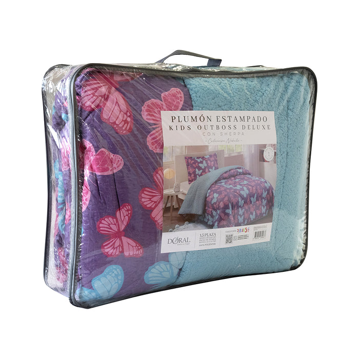 Plumón Estampado Kids Outboss Deluxe con Sherpa Colección Nebula - COMPRA MÍNIMA 6 UNIDADES