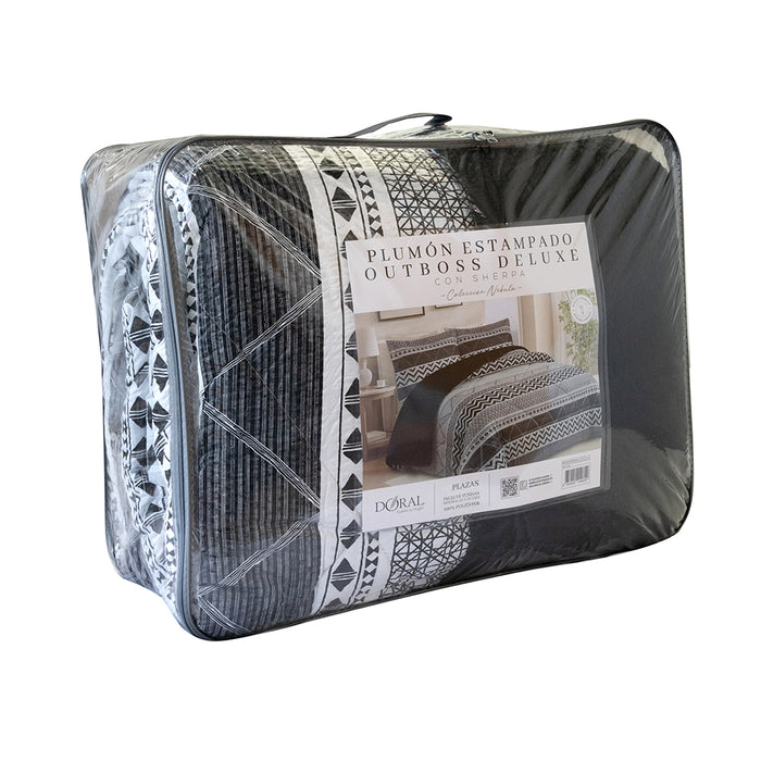 Plumón Estampado Outboss Deluxe con Sherpa Colección Nebula  - COMPRA MÍNIMA 6 UNIDADES en 1.5 Y 2.0 PLAZAS - COMPRA MÍNIMA 5 UNIDADES en 2.5 Y 3.5 PLAZAS