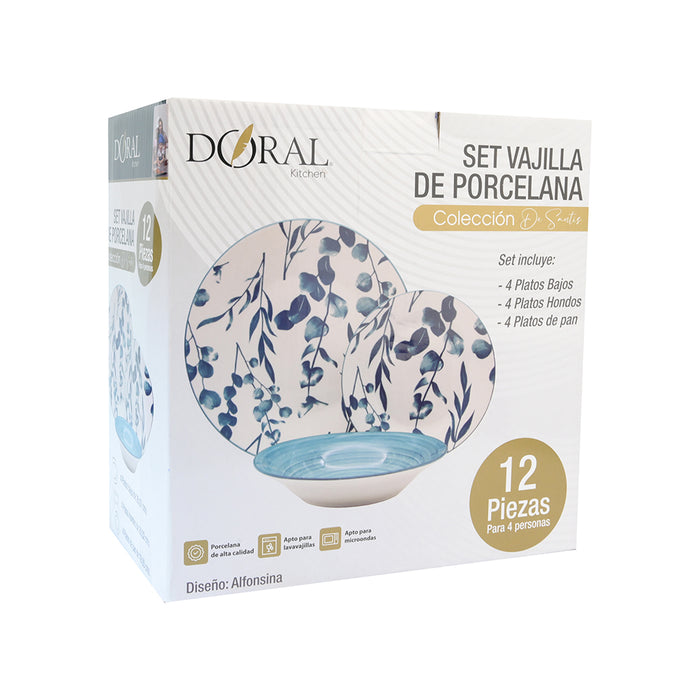 Vajilla Porcelana 12 Piezas Colección De Santis - COMPRA MÍNIMA 2 UNIDADES