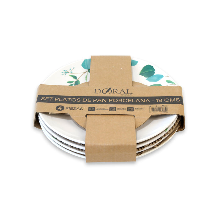 Set 4 Platos Pan Porcelana 19 cm - Doral Kitchen - COMPRA MÍNIMA 12 UNIDADES