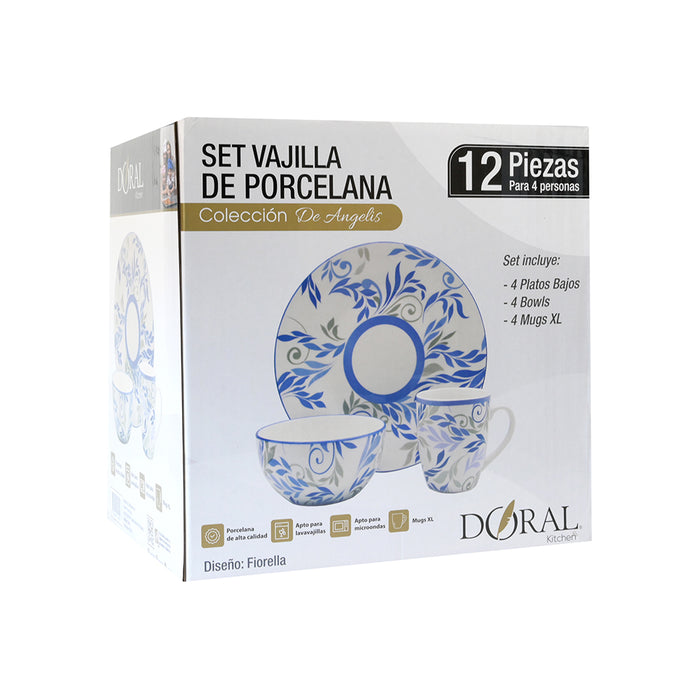 Vajilla Porcelana 12 Piezas Colección De Angelis  - COMPRA MÍNIMA 2 UNIDADES