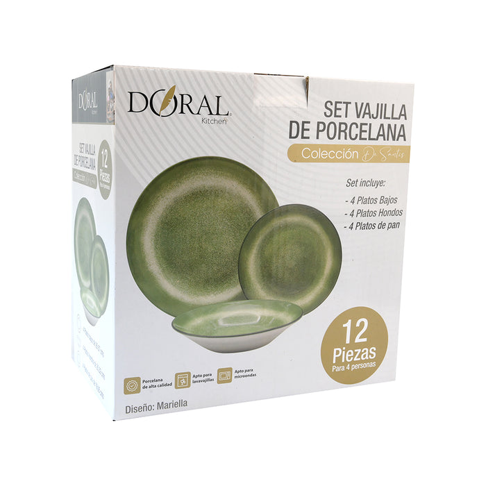 Vajilla Porcelana 12 Piezas Colección De Santis - COMPRA MÍNIMA 2 UNIDADES