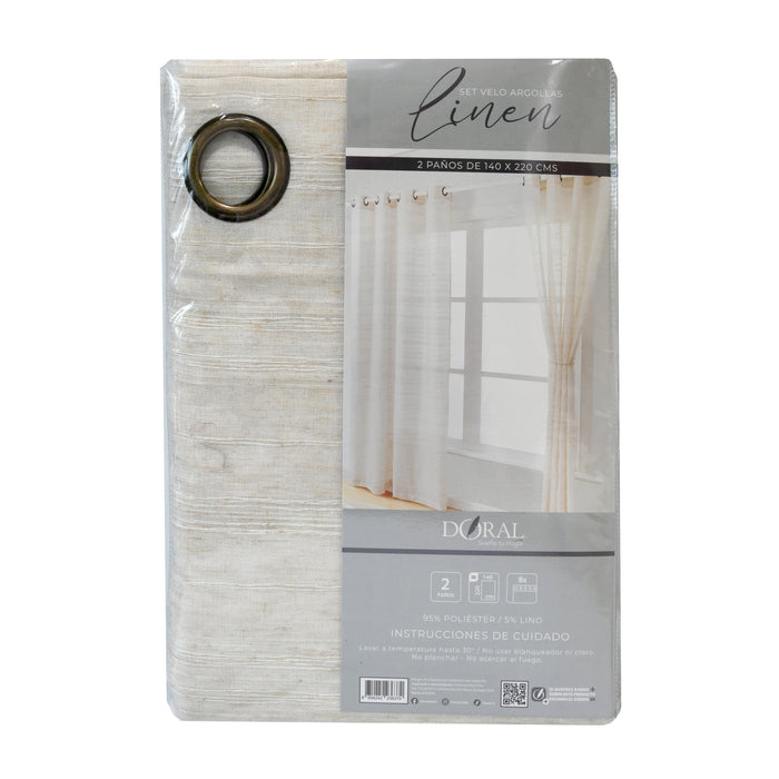Juego Cortinas Velos Argollas Lino - COMPRA MÍNIMA 20 UNIDADES