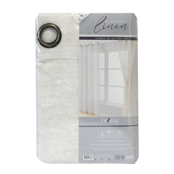 Juego Cortinas Velos Argollas Lino - COMPRA MÍNIMA 20 UNIDADES