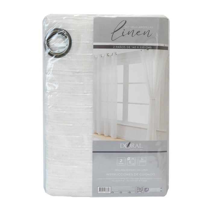 Juego Cortinas Velos Argollas Lino - COMPRA MÍNIMA 20 UNIDADES