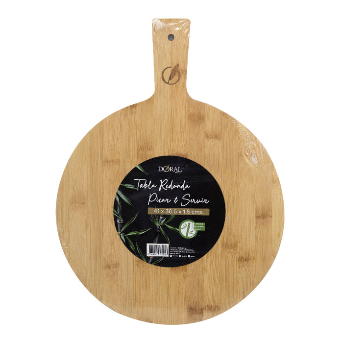 Tabla Bamboo Redonda Picar y Sevir 41 x 30.5 cm