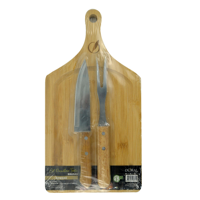 Set Parrillero Brasas Tabla 3 Piezas