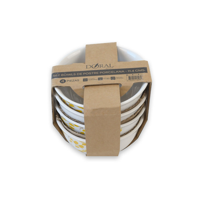 Set 4 Platos Porcelana Bowl Pequeño 11.4 cm - Doral Kitchen - COMPRA MÍNIMA 12 UNIDADES