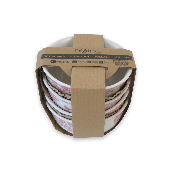 Set 4 Platos Porcelana Bowl Pequeño 11.4 cm - Doral Kitchen - COMPRA MÍNIMA 12 UNIDADES