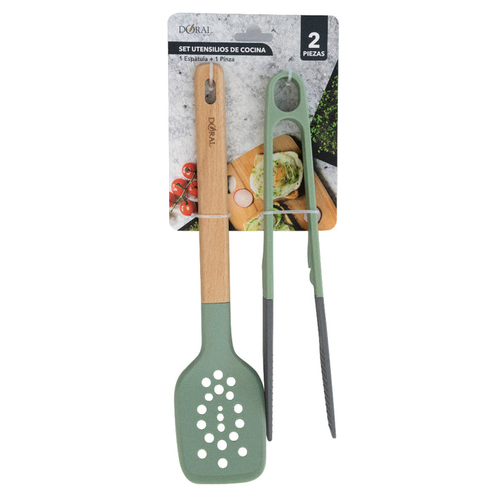 Set Untensilios de Cocina 2 Piezas Espátula + Pinza