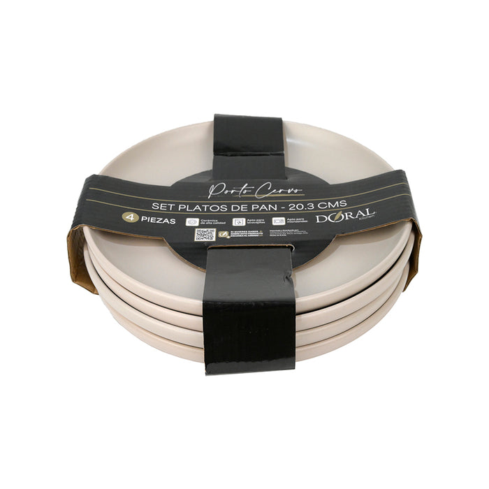 Set Cerámicos 4 Platos Pan 20.3 cms - Porto Cervo