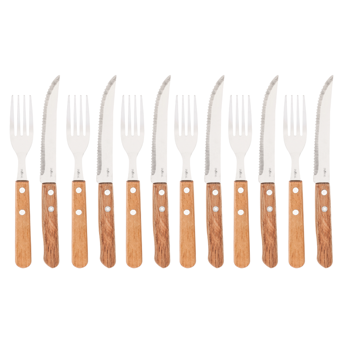 Set Cubiertos Mango Madera 12 Piezas - COMPRA MÍNIMA 25 UNIDADES
