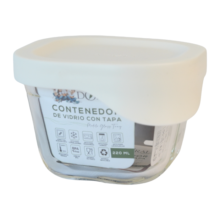 Contenedor de Vidrio Borosilicato Glass Tray Cuadrado 220 ml - COMPRA MÍNIMA 36 UNIDADES