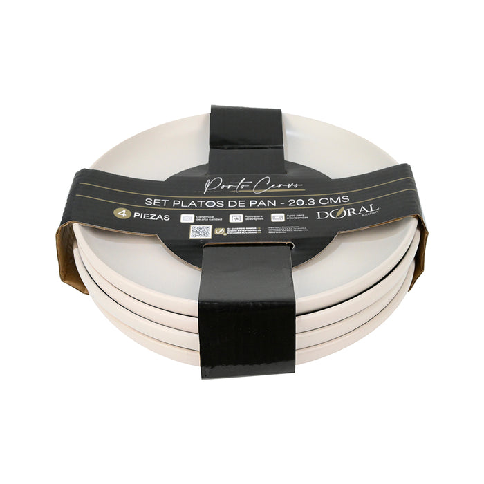 Set Cerámicos 4 Platos Pan 20.3 cms - Porto Cervo