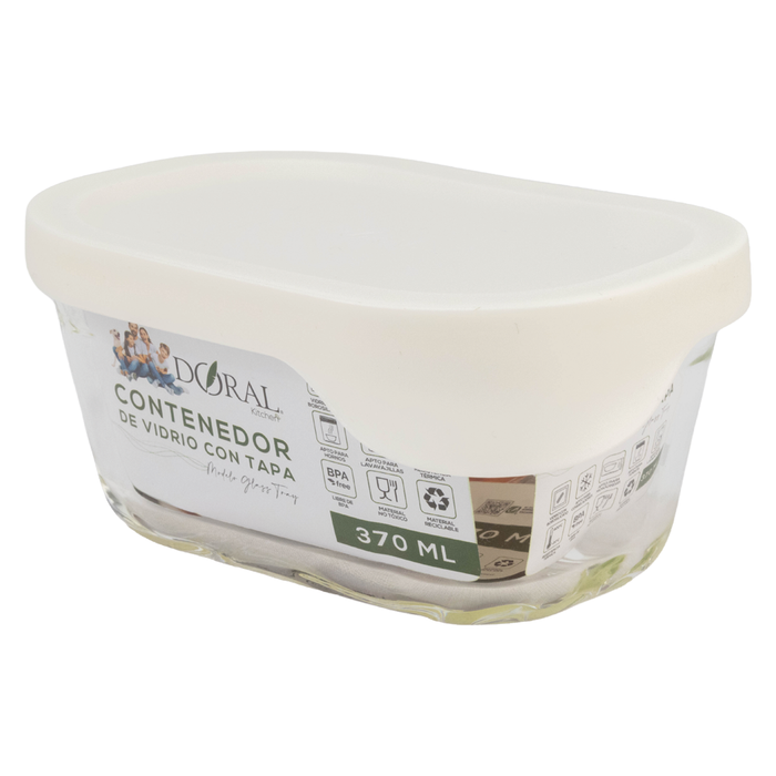 Contenedor de Vidrio Borosilicato Glass Tray Rectangular 370 ml - COMPRA MÍNIMA 24 UNIDADES