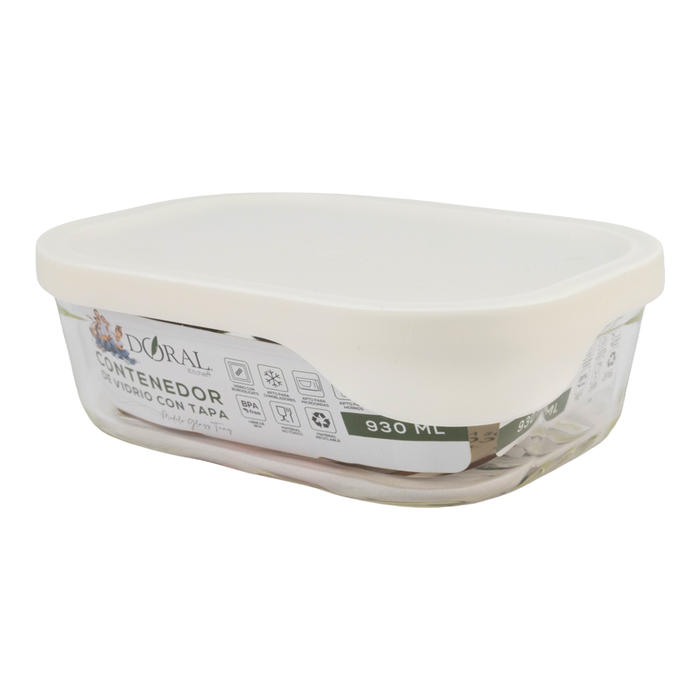 Contenedor de Vidrio Borosilicato Glass Tray Rectangular 930 ml - COMPRA MÍNIMA 12 UNIDADES