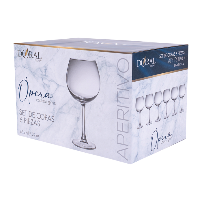 Set 6 Copas de Vidrio Opera - Modelo Aperitivo (635 ml) - COMPRA MÍNIMA 4 UNIDADES