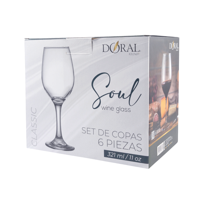 Set 6 Copas de Vidrio Soul - Modelo Classic (321 ml) - COMPRA MÍNIMA 8 UNIDADES
