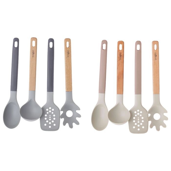 Set Utensilios de Cocina 4 Piezas: Cuchara + Cucharón + Espátula + Serv. Pastas - COMPRA MÍNIMA 24 UNIDADES