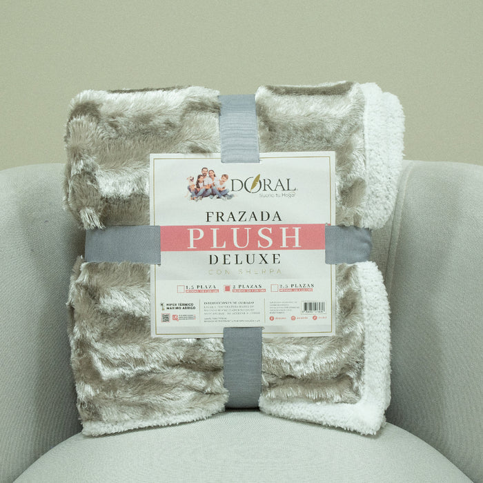Frazadas Doral Plush Deluxe con Sherpa Colores surtidos