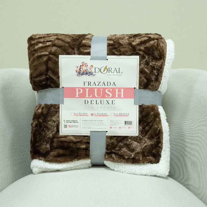 Frazadas Doral Plush Deluxe con Sherpa Colores surtidos