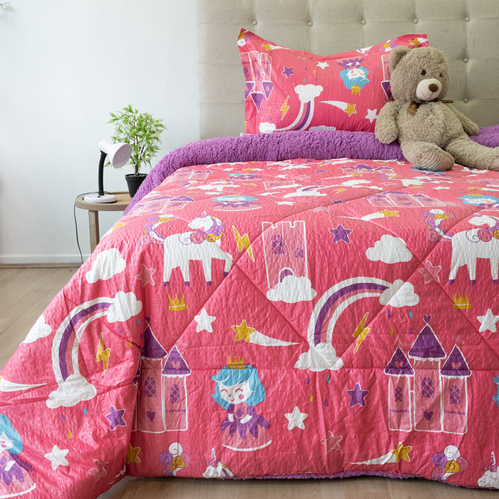Plumón Estampado Kids Outboss Deluxe con Sherpa Colección Nebula - COMPRA MÍNIMA 6 UNIDADES