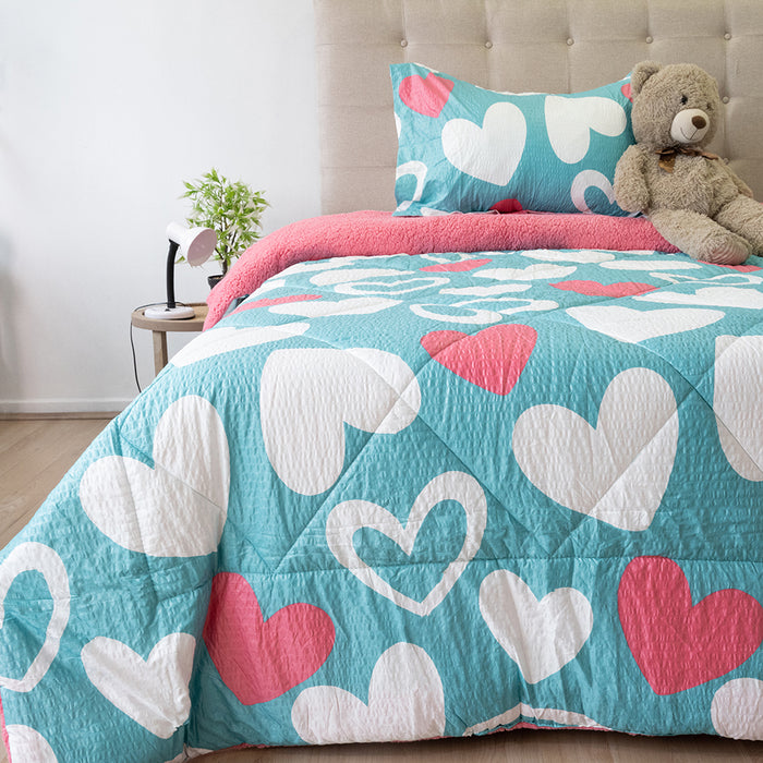 Plumón Estampado Kids Outboss Deluxe con Sherpa Colección Nebula - COMPRA MÍNIMA 6 UNIDADES
