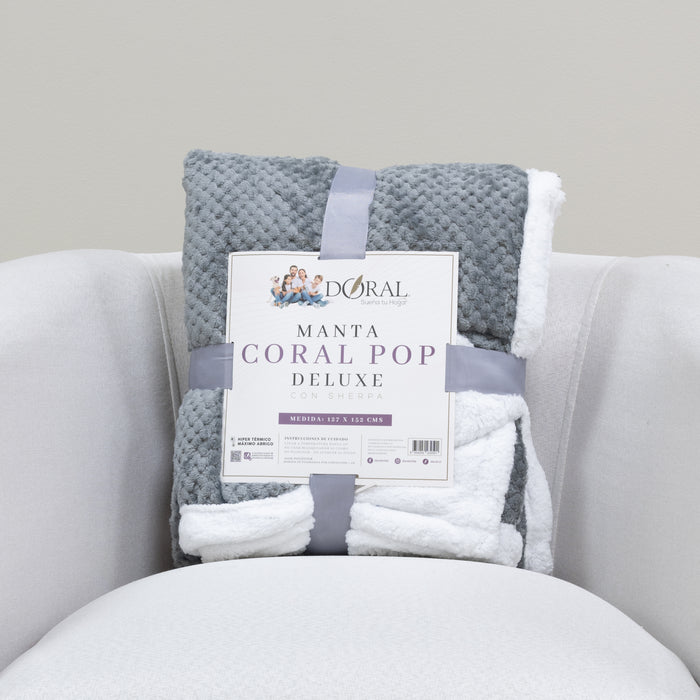 Manta Coral Pop Deluxe con Sherpa - COMPRA MÍNIMA 16 UNIDADES