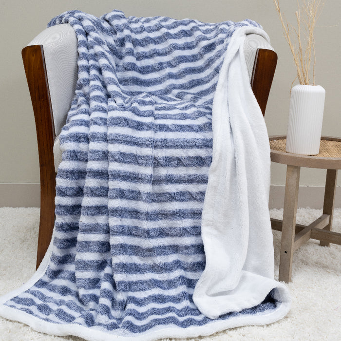 Manta Jacquard Two Tones Deluxe con Sherpa - COMPRA MÍNIMA 16 UNIDADES
