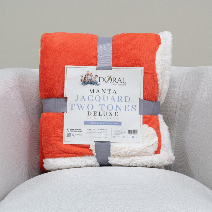 Manta Jacquard Two Tones Deluxe con Sherpa - COMPRA MÍNIMA 16 UNIDADES