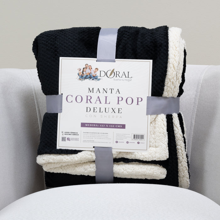 Manta Coral Pop Deluxe con Sherpa - COMPRA MÍNIMA 16 UNIDADES