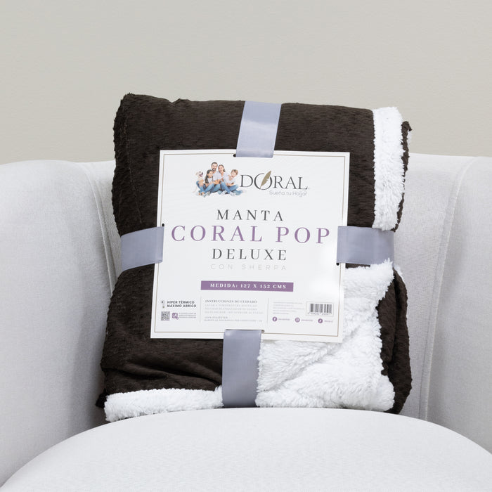 Manta Coral Pop Deluxe con Sherpa - COMPRA MÍNIMA 16 UNIDADES