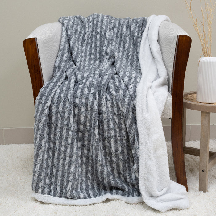 Manta Jacquard Two Tones Deluxe con Sherpa - COMPRA MÍNIMA 16 UNIDADES