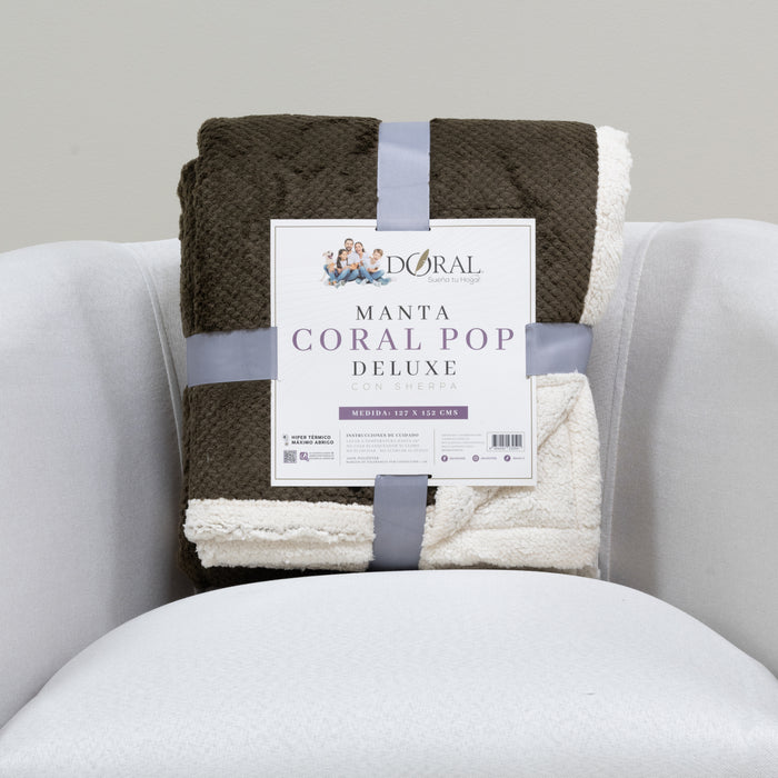 Manta Coral Pop Deluxe con Sherpa - COMPRA MÍNIMA 16 UNIDADES