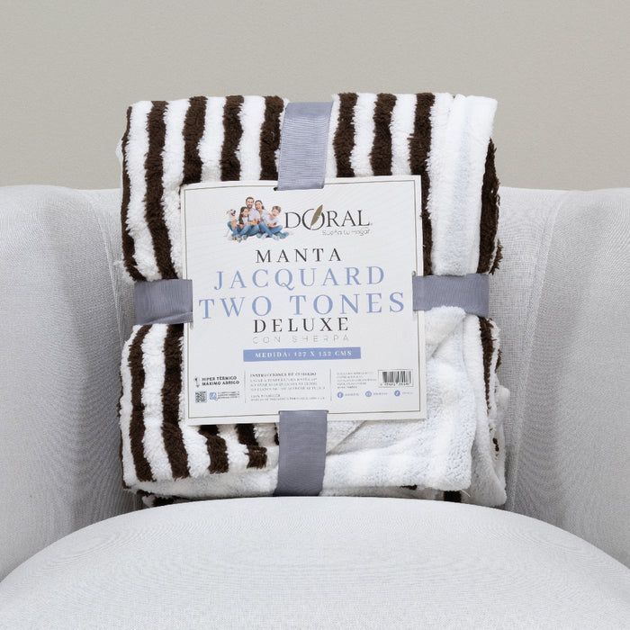 Manta Jacquard Two Tones Deluxe con Sherpa - COMPRA MÍNIMA 16 UNIDADES