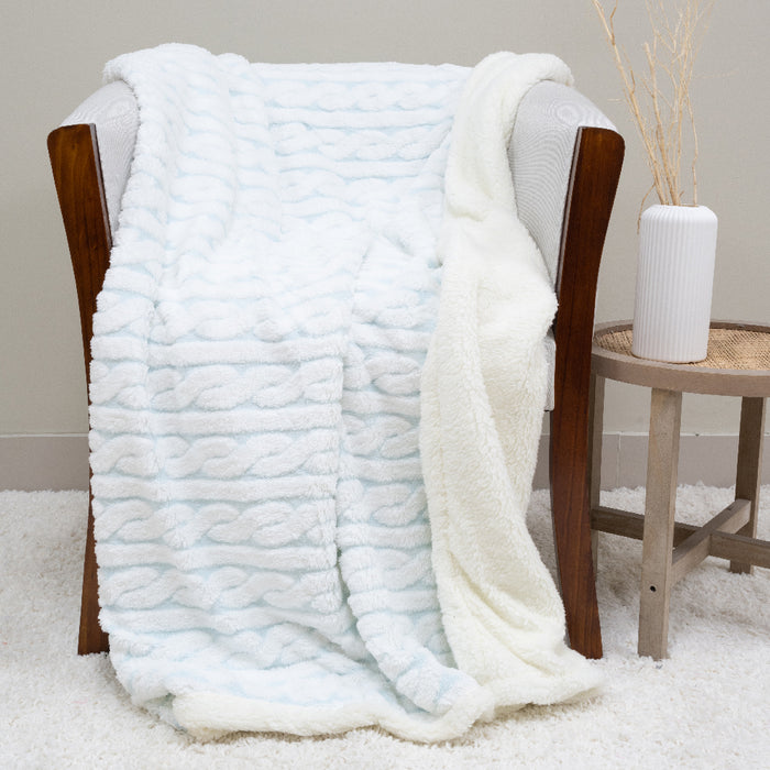 Manta Jacquard Two Tones Deluxe con Sherpa - COMPRA MÍNIMA 16 UNIDADES