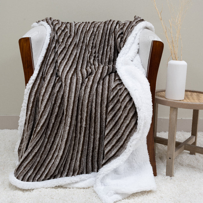 Manta Jacquard Two Tones Deluxe con Sherpa - COMPRA MÍNIMA 16 UNIDADES