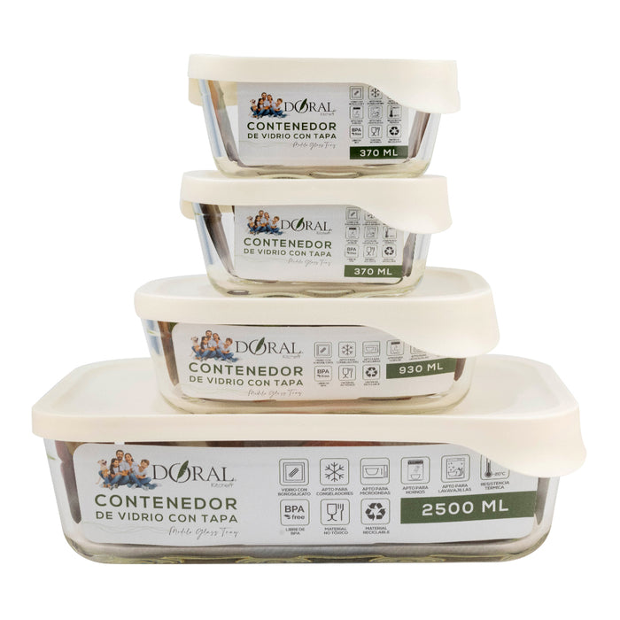 SET CONTENEDOR GLASS TRAY