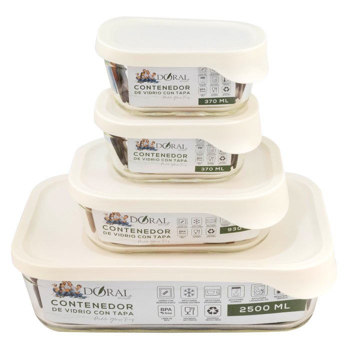 SET CONTENEDOR GLASS TRAY