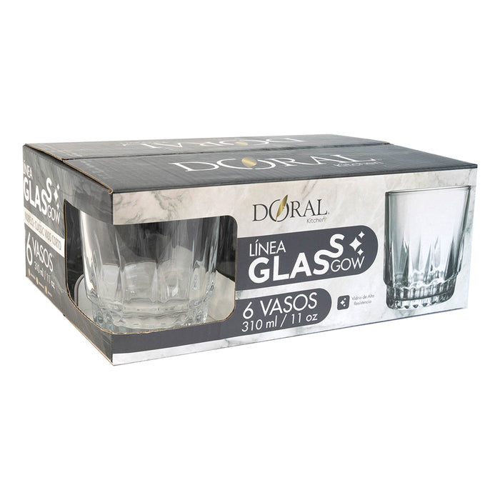 Set 6 Vasos de Vidrio Glassgow - Modelo Classic Vaso Corto (310 ml) - COMPRA MÍNIMA 12 UNIDADES