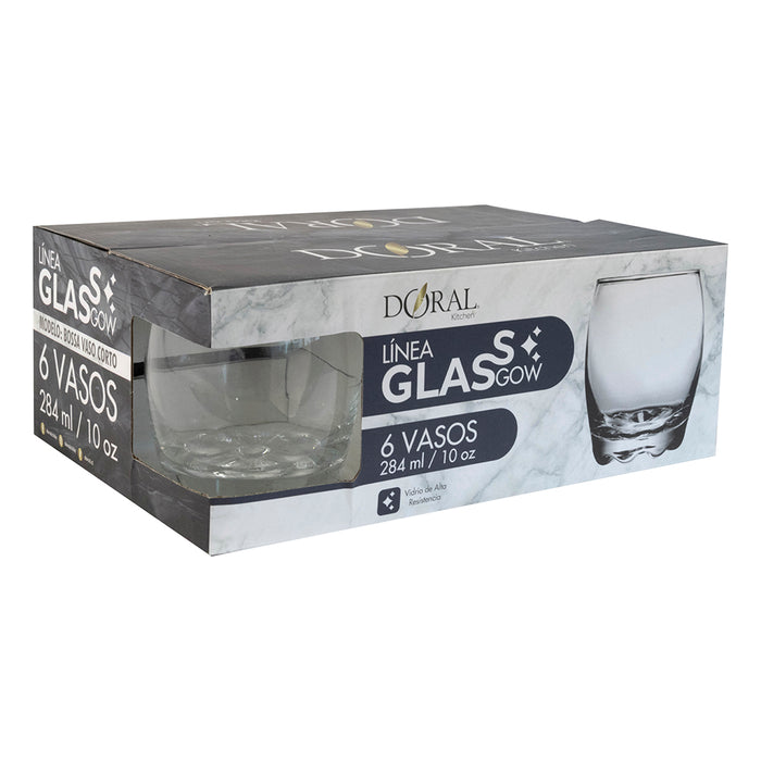 Set 6 Vasos de Vidrio Glassgow - Modelo Bossa Corto (284 ml) - COMPRA MÍNIMA 12 UNIDADES